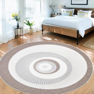 Imagem de Lacomfy Tapete abstrato moderno, tapete redondo lavável de 1,8 m, tapete circular, chique contemporâneo, geométrico, pilha média, padrão de concha, estético, para quarto, sala de estar, sala de jogos