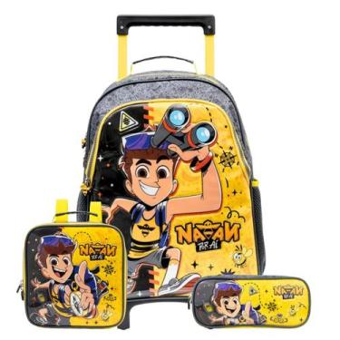 Imagem de Mochila Rodas Lancheira Térmica Estojo Simples Natan Por aí - Xeryus