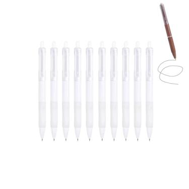 Imagem de GZBABY Canetas de gel de ponta fina, 10 peças, caneta esferográfica retrátil com aderência macia, tinta preta de 0,5 mm, secagem rápida (pufe de leite)