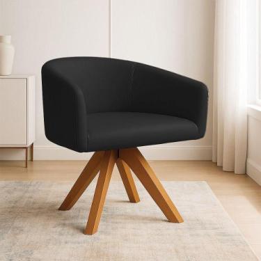 Imagem de Poltrona Sala Base Giratória Madeira Arielle Sintético D03 - D'rossi P