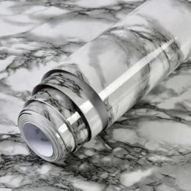 Imagem de Papel de Parede PVC Marmorizado Cinza