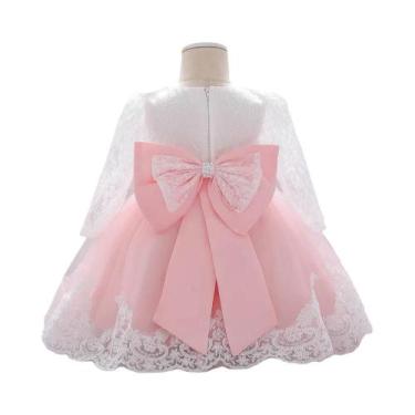 Imagem de Vestido De Batismo Para Menina Bebê Com Manga Longa, Vestido De Casame