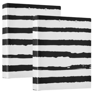 Imagem de Pastas de fichário Zebra Stripes com 3 anéis, fichários espaçosos e resistentes de 3 cm, ideais para escritório, escola, casa, pacote com 2