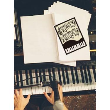 Imagem de 1 estêncil de matriz de corte de aço carbono com tema musical, padrão de notas musicais, cor de aço inoxidável, para álbum de fotos faça você mesmo, cartão de papel decorativo em relevo, 10,7 x 14,7 x