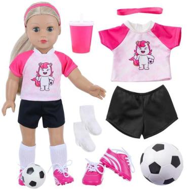 Imagem de Conjunto esportivo de futebol para bonecas 18INDC de 7 peças e 18"