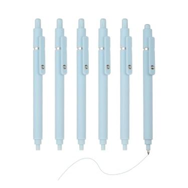 Imagem de PATIKIL Pacote com 6 canetas retráteis de 0,5 mm, azul escuro, canetas esferográficas retráteis, ponta fina, escrita suave, fofa, para escritório, casa, diário, caderno, azul escuro