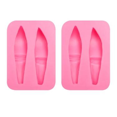 Imagem de Molde de orelha de coelho de silicone, moldes de fundição de resina rosa, ferramentas de fabricação de joias DIY, pacote com 2 (rosa (M304))