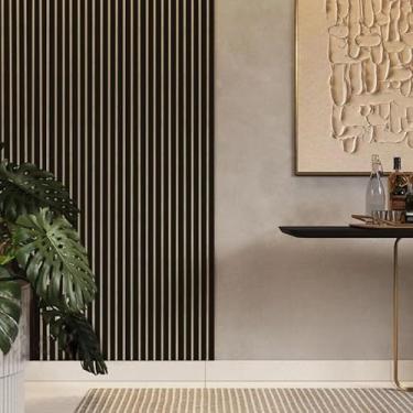 Imagem de Placas Ripados Decorativo Adesiva 45x11 Painel Qualidade Sala Penteadeira(Preto,30 PLACAS)