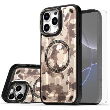 Imagem de Asuwish Capa de celular para iPhone 16 Pro 6,3 polegadas magnética com protetor de tela de vidro temperado e proteção de carregamento sem fio pintada suporte rígido híbrido i Phone16 i16 16Pro