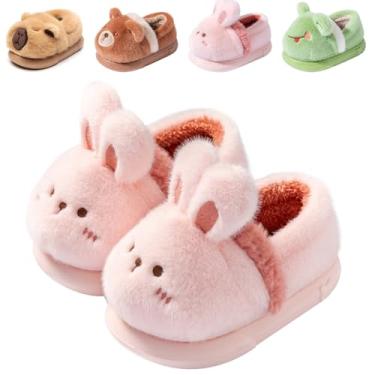 Imagem de Drecage Pantufas infantis infantis para meninas e meninos chinelos de inverno macios com design fofo de desenho animado para uso interno, rosa, 30-31
