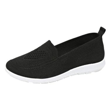 Imagem de Sapatos femininos modernos, casuais, versáteis, plus size, de corte baixo, leves, confortáveis, primavera/verão, modernos, sapatos de salto plataforma, Preto, 34 BR