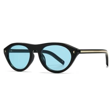 Imagem de Óculos de Sol UV400 - Olho de Gato, Cores Vibrantes, Rebites Ovais, para Homens e Mulheres, Esportes ao Ar Livre, Corrida, Ciclismo, Preto e Azul