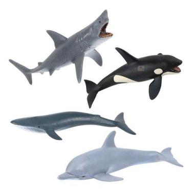 Imagem de Kit 4 Animais Marinhos Aquaticos Borracha Macia E Flexível - Str Store