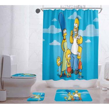 Imagem de Conjunto de cortinas de chuveiro Simpsons Anime Waterproof com tapete e tapete