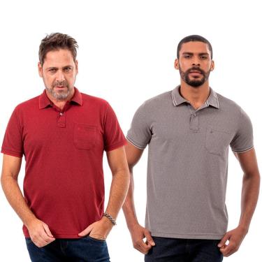 Imagem de Kit 2 Camisas Polo John Pull Masculina Bolso Algodão Casual-Masculino