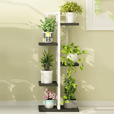 Imagem de AkosOL Suporte vertical para plantas, suporte de metal, prateleiras de exibição em vasos de várias camadas, suporte alto e versátil para flores (branco A 40 x 20 x 87 cm)