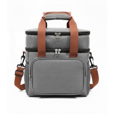 Imagem de Bolsa Termica Marmita Lancheira Portatil para Trabalho Academia Viagem Conserva Alimentos e Bebidas (Cinza)