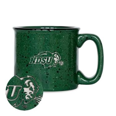 Imagem de Rico Industries Caneca de café NCAA North Dakota State Bisons 455 g Speckle Camper, logotipo gravado a laser profundo, caneca de acampamento de cerâmica, esmalte Speckle