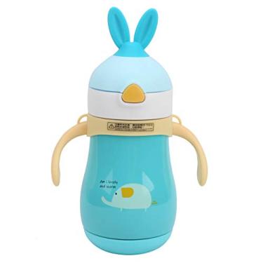Imagem de aqxreight Copo de Isolamento para Bebês Garrafa Com Canudinho Infantil de Aço Inoxidável Copo de Vácuo Bonito Com Alça para Pegar Sacos Com Medo de Brincar Não Cabe Bem, você Faz Peças, Não (Verde)