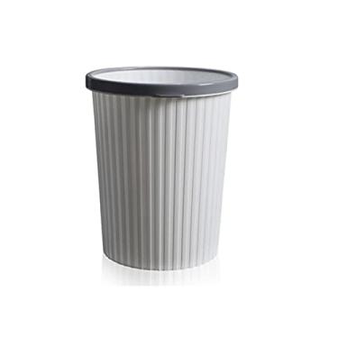 Imagem de pcagfaajmh Caixote do lixo Caixote do lixo de plástico simples sem tampa Caixote do lixo doméstico Caixote do lixo para cozinha, banheiro, escritório, lixeira, caixote do lixo (cor: cinza quadrado
