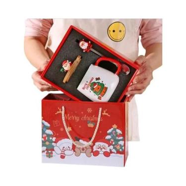 Imagem de Caneca De Cerâmica Do Papai Noel Com Tampa E Colher, Presente De Natal