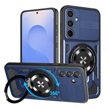 Imagem de Capa para Samsung Galaxy S25 5G, Gase de telefone para Samsung S25 com Mag-Safe, capa protetora híbrida de proteção militar TPU com suporte de anel de metal de 360°, capa S25 à prova de choque (azul)