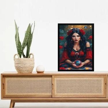 Imagem de Quadro Cigana Rosa Vermelha - Vidente 24X18Cm - Com Vidro