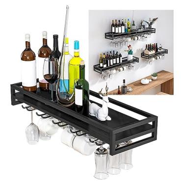 Imagem de Suporte para pendurar para taças de vinho, suporte de parede para copos de vinho de metal, fácil de instalar, comporta qualquer tipo de copo de vidro para parede