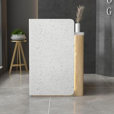 Imagem de Mesa de recepção, mesa de recepção moderna, balcão frontal, balcão de caixa de varejo, gaveta com trava para balcão de recepção, para pequenos bares, salão de beleza, loja de roupas, empresas (Cor