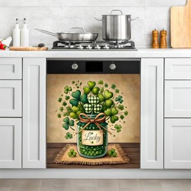 Imagem de Capa magnética para máquina de lavar louça, porta da frente, vintage, ímã de geladeira, decoração Highland Cow, adesivo magnético para utensílios de cozinha (Lucky, 23C x 26H)