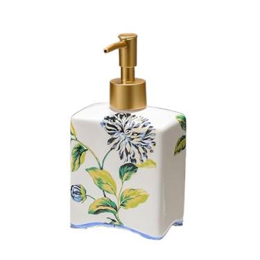Imagem de Dispensador de sabonete de cerâmica de 380 ml/dispensador de loção de banheiro para hotéis e pousadas Dispensador de sabão para cozinha