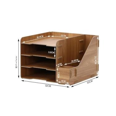 Imagem de Escritório Organizador de mesa 4 camadas, caixa armazenamento materiais escritório para papéis A4, canetas, livros e cartas Organizador de mesa(Gray)