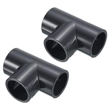 Imagem de PATIKIL Acessórios para tubos em T UPVC de 3 vias de 2,5 cm, adaptador de tubo de acoplamento de junta para jardim de prateleira de PVC DIY - pacote com 2 unidades cinza escuro