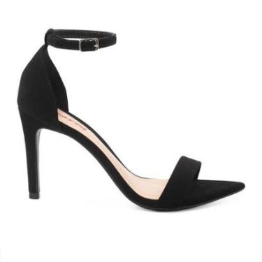 Imagem de Sandália Zatta Salto Alto BicoFolha Sofia Nobuck Preto Preto 35-Feminino