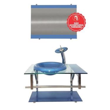 Imagem de Gabinete de Vidro 60cm para Banheiro Lituânia - EKASA, Azul