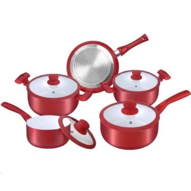 Imagem de Jogo de Panelas Hauskraft Carmin 5 Pçs Revestimento Cerâmico Indução F