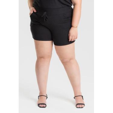 Imagem de Bermuda feminina Plus Size em Ribana Santorini Cós Largo com Bolso - S