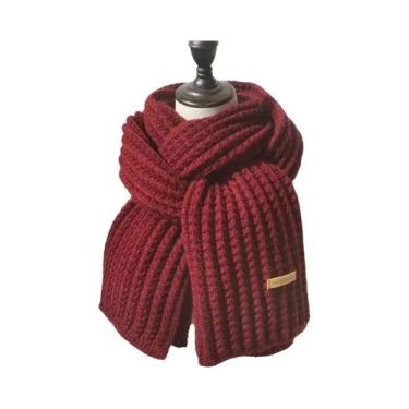 Imagem de Cachecol De Inverno Grosso De Tricô Trançado Para Mulheres E Homens, Q
