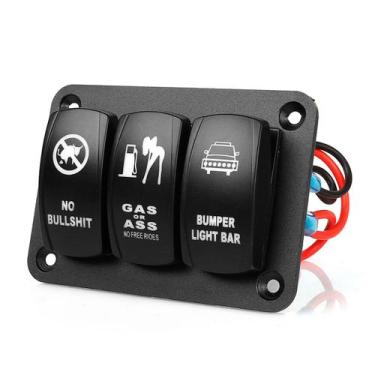 Imagem de Painel de Comando 3 Botões On/Off 12-24V Led Azul Para Barco - Genéric