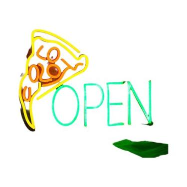 Imagem de Letreiro De Neon LED Regulável 'Pizza Aberta' Para Decoração De Parede