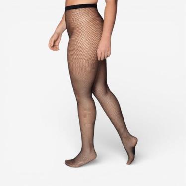 Imagem de Meia Calça Lupo Arrastão Adulto Plus Loba Preta, Preto, XG