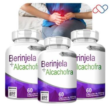 Imagem de Kit com 3 Potes Berinjela Com Alcachofra 500mg 180 Cápsulas - 4ELEMENT