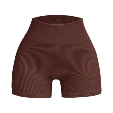 Imagem de Shorts De Yoga Femininos De Cintura Alta Sem Costura, Ajuste Slim, Elá