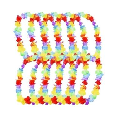 Imagem de Guirlanda Floral Havaiana 10 Peças - Conjunto De Leis Para Festa, Cola