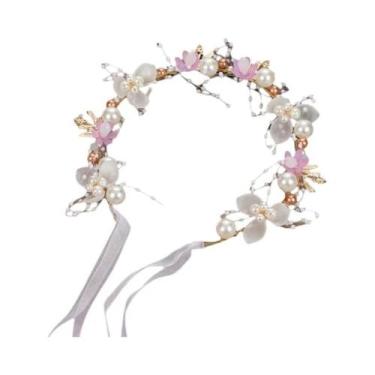 Imagem de Guirlanda De Flores Com Pérolas Boêmias, Faixa De Cabeça Para Noivas, 