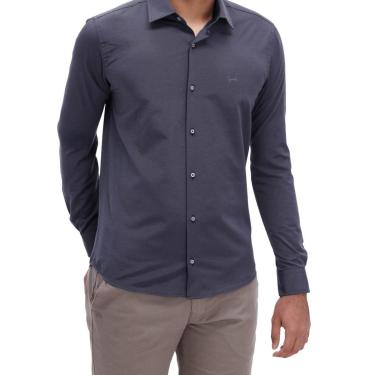 Imagem de Camisa Manga Longa Essencial Slim Masculina Ogochi 001510012 Grafite-Masculino