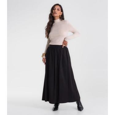 Imagem de Saia Midi Endless Tencel Twill Feminina Preto, P, Preto