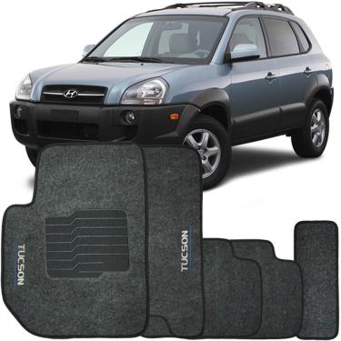 Imagem de Jogo de Tapete Automotivo Carpete Tucson 2005 à 2016 Soft Logo Bordado Grafite 5 Peças