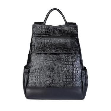 Imagem de Mochila antifurto de couro croco grafite Suelen-Feminino