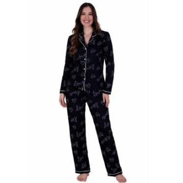 Imagem de Pijama Inverno com Gola Americano com Botões para Amamentação Estampado Kelly-Feminino